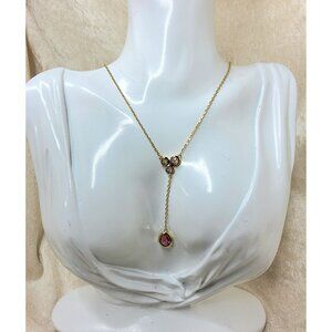 Talia 14KT Gold Filled Y Necklace Pink & Clear Crystals, 19" - 20" adj length, N